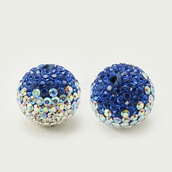 Austrian Crystal Beads, Pave Ball Beads, with Polymer Clay inside, Round, 206_Sapphire, 10mm, Hole: 1mm