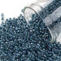 Toho runde Saatperlen, japanische Saatperlen, (188f) mattierter, schieferblau gefütterter Kristallregenbogen, 11/0, 2.2 mm, Bohrung: 0.8 mm, ca. 3000 Stk. / 10 g