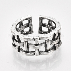 Сплав манжеты кольца пальцев, широкая полоса кольца, античное серебро, Размер 5, 16 мм
