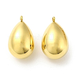304 Stainless Steel Pendants, Teardrop Charms, Real 14K Gold Plated, 25x15.5mm, Hole: 1.6mm