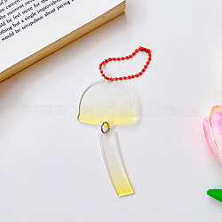 Transparente Acryl-Schlüsselanhänger-Rohlinge mit Farbverlauf, mit zufälligen Farbkugelketten, Windspiel, Gelb, Windspiel: 10cm