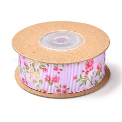 Ruban de polyester, motif de fleur, pour l'emballage de cadeaux décoration de fête, Prune, 1 pouce (25 mm), environ 5.4 mètres (5 m) / rouleau