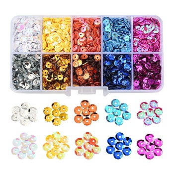 60G 10 Colors Plastic Paillette Beads FIND-YW0001-43