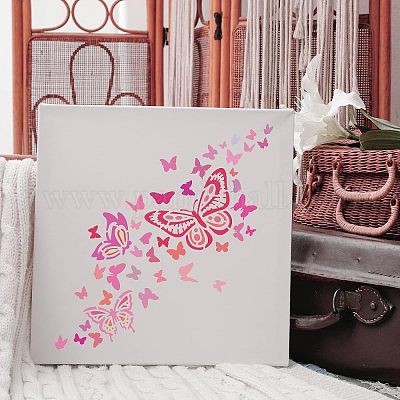 BLMHTWO Lot De 16 Pochoirs Papillon Réutilisables 15x15cm - Pour Peinture Sur Bois, Mur, Tissu - DIY Déco