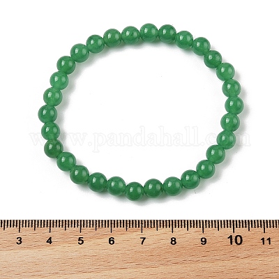 Pulseras elásticas de cuentas de jade natural de Malasia (teñidas)&nbsp;BJEW-K212-A-013-1