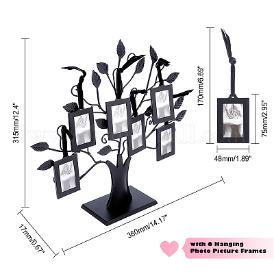 Family Tree Picture Frame Stand with 6 Hanging Photo Picture