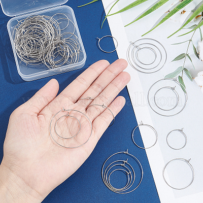 80pcs Earring Hoops for Jewelry Making, Earrings Beading Hoop Earring  Finding Circle Round Circle Round Beading Hoops for Earring DIY Craft Art