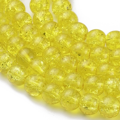 Chapelets de perles en verre craquelé peints à la bombe&nbsp;CCG-Q001-8mm-04-1