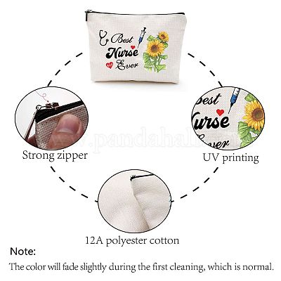 Wholesale CREATCABIN Best Nurse Ever Canvas Makeup Bags Cosmetic Bag  Multi-Purpose Pen Case with Zipper Travel Toiletry Bag for Keys Headset  Lipstick Card Women Girls Pencil Case Gift Thanksgiving 10 x 7inch 