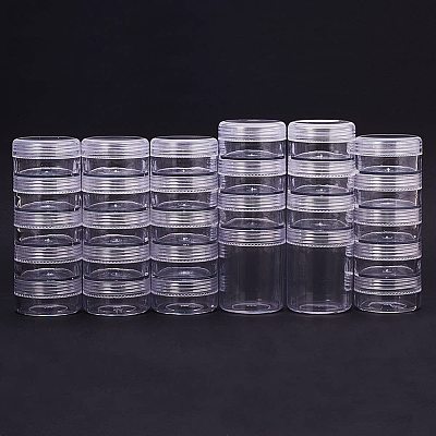 Wholesale PandaHall Elite 1 Set Fold Round Clear Plastic Bead Containers  For Beads jewelry findings Storage 