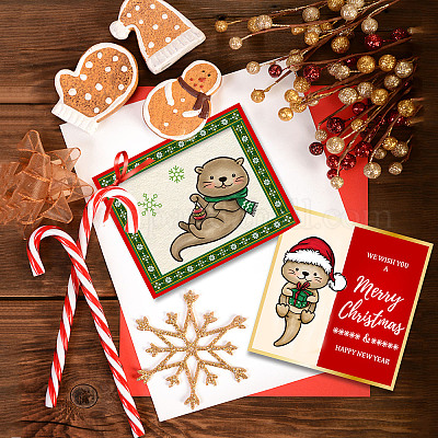 Merry Christmas Clear Stamps for Card Making and Photo Album Decorations,  Happy New Year Words Winter Snowflake Frame Clear Rubber Stamps for Card