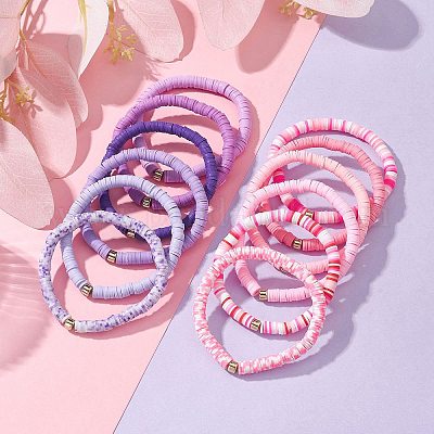 Heishi Set Di Braccialetti Elasticizzati Donna – Perline In Argilla Polimerica E Rame, Stile Bohémien, Impilabili, Per Spiaggia Ed Estate