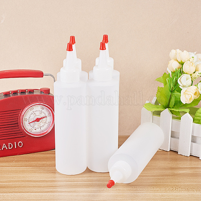 PandaHall Elite Plastic Glue Bottles, Bottle Caps Through-hole, White,  4.5x18.5cm, capacity: 180ml, 8pcs/set