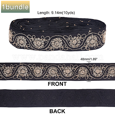 10 Yards 40MM Black White Embroidery Flowers Lace Edge Ribbons