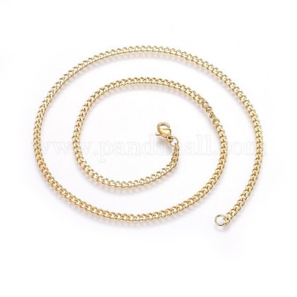 304 Stainless Steel Curb Chain Necklaces NJEW-H492-01G-1