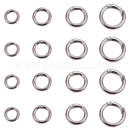 PandaHall 1 Box Zinc Alloy Key Clasp Findings Platinum Spring Gate Rings Metal Clasp Findings for Jewelry Making 7.4x7.2x1.7cm PALLOY-PH0012-68-1