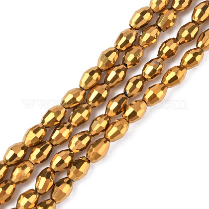 Electroplate Glass Beads Strands GC4X6MMY-G-1