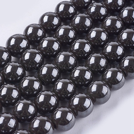 Chapelets de perles en hématite synthétique magnétique G-Q893-10mm-1
