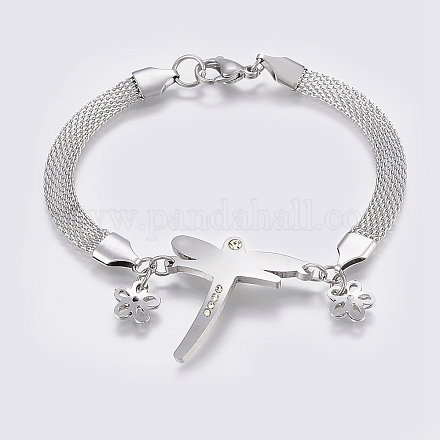 304 Stainless Steel Charm Bracelets BJEW-K205-61P-1