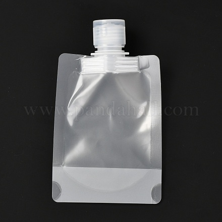 ペットのプラスチック製トラベルバッグ  マットスタイルの空の詰め替え可能なバッグ  キャップ付きの長方形  化粧品用  透明  13.4cm  容量：50ml（1.69液量オンス） ABAG-I006-02B-1