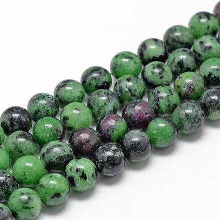 Natural Ruby in Zoisite Beads Strands G-R446-6mm-25-1