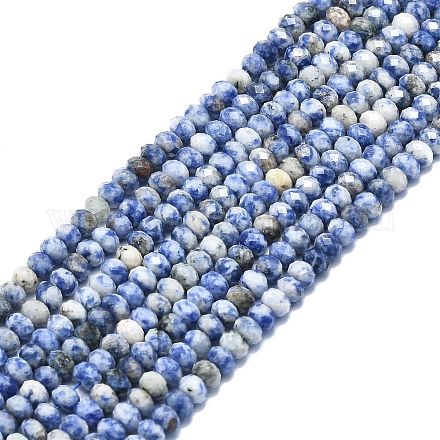 Natürliche blaue Fleck Jaspis Perlen Stränge G-F715-090-1