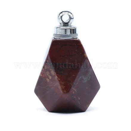Anhänger aus natürlichen roten Jaspis-Parfümflaschen BOTT-PW0001-070B-1