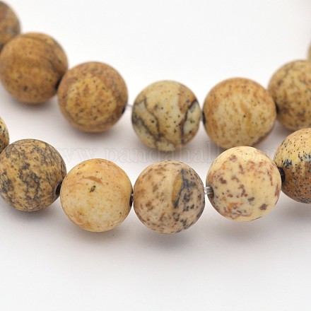 Chapelets de perles en jaspe avec images naturelles G-G735-16F-6mm-1
