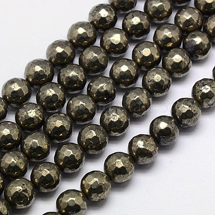Natürliche Pyrit Perlen Stränge G-L031-10mm-03-1