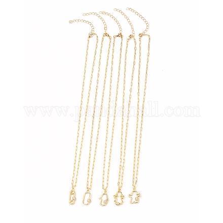Комплекты ожерелий с подвесками из латуни с прозрачным кубическим цирконием NJEW-JN03136-1