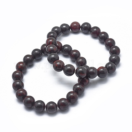 Bracelets extensibles en perles de jaspe brecciated naturelles X-BJEW-K212-A-040-1