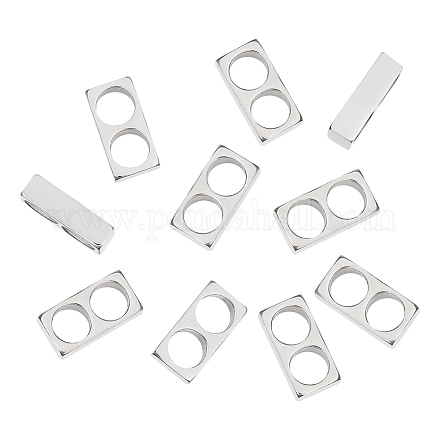 UNICRAFTALE 10pcs 14mm Long 304 Stainless Steel Rectangle Slide Charm Two Large Hole Leather Cord Slider Loose Beads Link Connector Spacer Bead Locking Clip for Wristbands Bracelets Jewelry Making STAS-UN0043-63-1