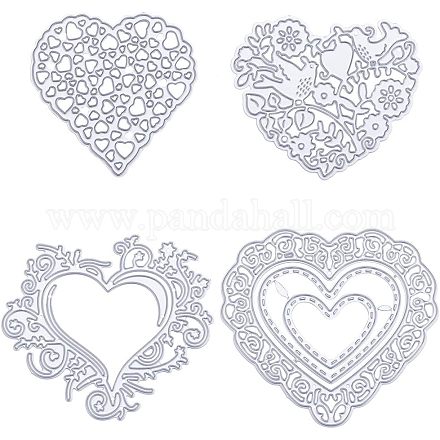Gorgecraft 4 pz 4 stili cuore in acciaio al carbonio fustelle stencil DIY-GF0007-80-1