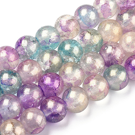 Chapelets de perles en verre craquelé peint DGLA-R053-04J-1