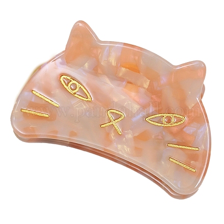 猫セルロースアセテート（樹脂）爪ヘアクリップ  女性と女の子のために  オレンジ  44x69mm ANIM-PW0002-09F-1