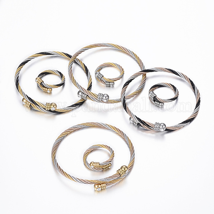 Kits de bracelets & bagues en 304 acier inoxydable à la mode SJEW-H073-04-1
