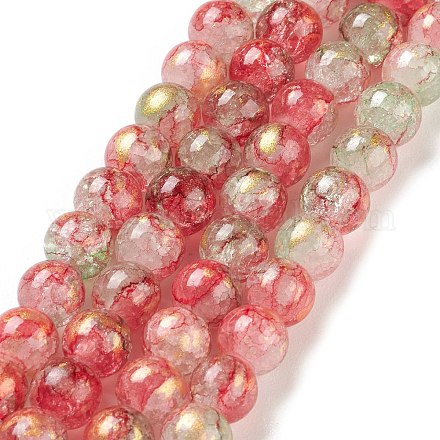 Chapelets de perles en verre craquelé peint X1-DGLA-R053-03D-1