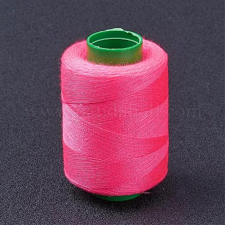 布地やDIYクラフト用品ポリエステル縫糸コード  濃いピンク  0.1mm  400m /ロール（437.44ヤード/ロール）  10のロール/袋 NWIR-WH0001-14-1