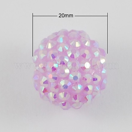 AB Color Chunky Round Resin Rhinestone Bubblegum Ball Beads X-RESI-S253-20mm-GAB22-1