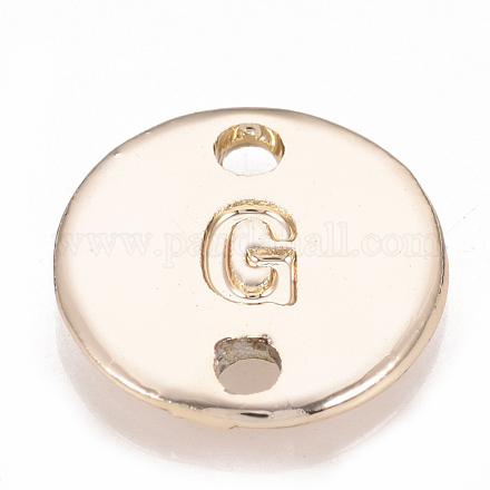 合金リンクコネクター  アルファベット付きフラットラウンド  ゴールドカラー  文字.g  10x1.5mm  穴：1mm PALLOY-T026-59G-G-1