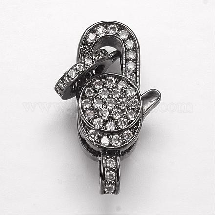 Brass Micro Pave Cubic Zirconia Lobster Claw Clasps ZIRC-G095-57B-1