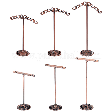 FINGERINSPIRE 6pcs Metal Earring T Bar Stand Iron T Bar Earring Display Holder Red Copper Ear Studs Organizer Rack for Retail Display Or Jewelry Photography Props【2 style EDIS-FG0001-40-1