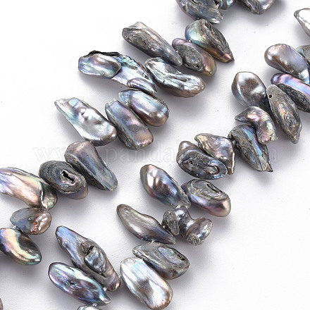 Naturales keshi abalorios de perlas hebras PEAR-S021-014B-1