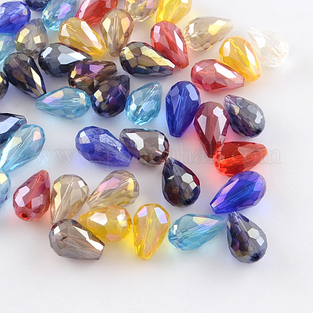 Perle di vetro a goccia placcate color ab EGLA-R104-10x15-1