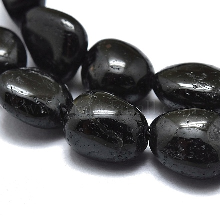 Chapelets de perles en tourmaline noire naturelle X-G-O186-B-07-1