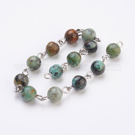 Handgemachte Perlenketten aus natürlichem afrikanischem Türkis (Jaspis) AJEW-JB00332-01-1