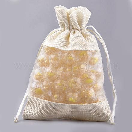 綿＆オーガンジーの梱包袋巾着袋  トウモロコシの穂の黄色  17.6~18.4x12.4~13.5cm ABAG-S004-09G-13x18-1