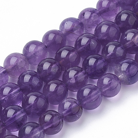 Natural Amethyst Beads Strands G-Q961-17-10mm-1