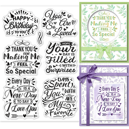 GLOBLELAND Blessing Words Clear Stamps for Card Making Decorative Greeting Birthday Encouraging Transparent Silicone Stamps for DIY Scrapbooking Supplies Embossing Paper Card Album Decoration Craft DIY-WH0167-57-0346-1