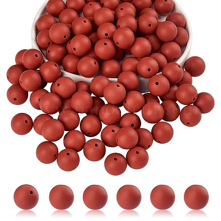 20 pièce de perles rondes en silicone de couleur unie JX468A-01-1